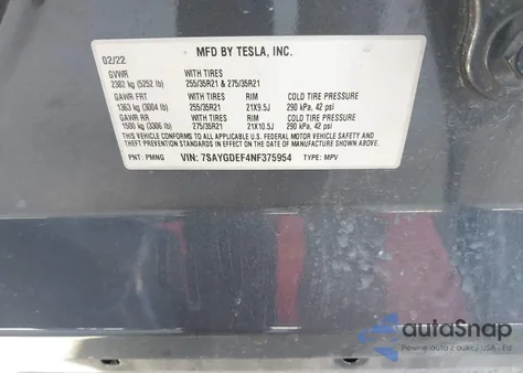 2022 Tesla Model Y Performance Dual Motor All-Wheel Drive from USA, damaged, VIN 7SAYGDEF4NF375954